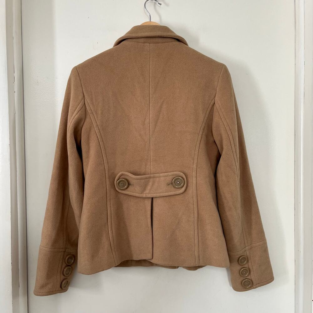 American Eagle Women's Small Pea Coat Wool Blend Beige Jacket Capsule Wardrobe - Picture 4 of 4